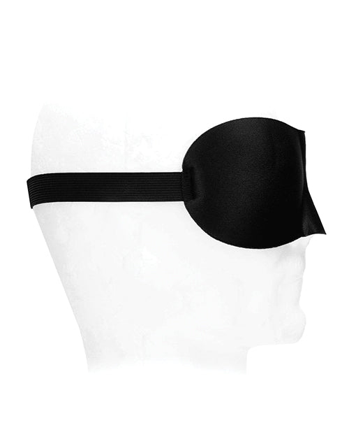 Load image into Gallery viewer, Shots Ouch Black & White Satin Curvy Eye Mask w/Elastic Straps - Black