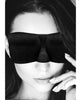 Load image into Gallery viewer, Shots Ouch Black & White Satin Curvy Eye Mask w/Elastic Straps - Black