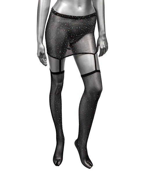 Afbeelding laden in Galerijviewer, Radiance One Piece Garter Skirt w/Thigh Highs - Black Plus Size