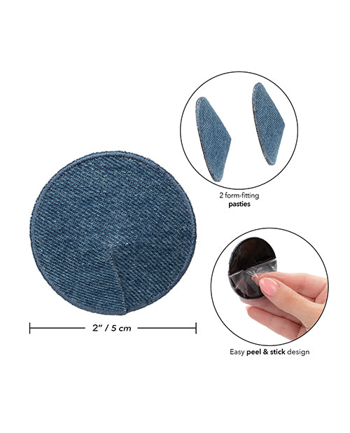 Cargue la imagen en el visor de la galería, Ride 'Em Premium Denim Collection Round Pasties - O/S