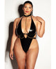 Ladda bilden i Galleri Viewer, FETISH Submissive V-Plunge Vinyl Teddy w/Removable Chain Harness & Hand Cuff Black 1X/2X