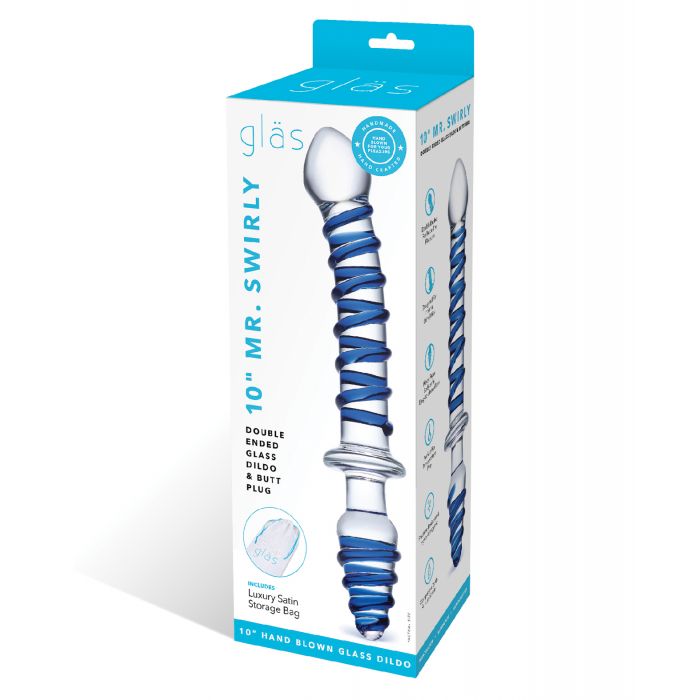 Cargue la imagen en el visor de la galería, Glas 10" Mr. Swirly Double Ended Glass Dildo & Butt P