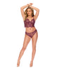 Lataa kuva gallerian katseluohjelmaan, Anna Eyelash Lace Cami Top w/Thong 2 pc Set - Merlot MD