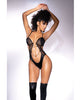 Ladda bilden i Galleri Viewer, Mesh & Wet-Look Bodysuit w/Gold Chain Detail Black L/XL