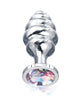 Load image into Gallery viewer, Nixie Honey Dipper Ribbed Metal Rainbow Jeweled Butt Plug - Medium