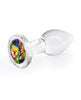 Cargue la imagen en el visor de la galería, Crystal Desires Glass Round Gem Butt Plug Small - Rainbow