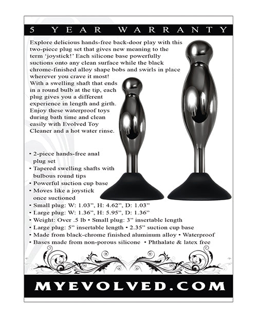 Load image into Gallery viewer, Evolved Joy Sticks 2 pc Plug Set - Black/Chrome