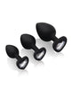 Afbeelding laden in Galerijviewer, Gemsations 3 pc 2.75" & 3.15" & 3.7" Silicone Bling Bling Heart Butt Plug Training Set - Black
