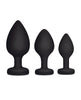 Afbeelding laden in Galerijviewer, Gemsations 3 pc 2.75" & 3.15" & 3.7" Silicone Bling Bling Heart Butt Plug Training Set - Black