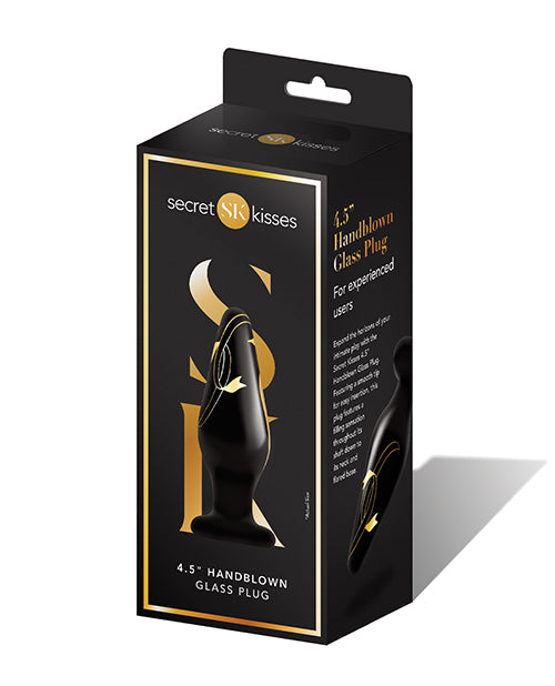 Load image into Gallery viewer, Secret Kisses 4.5" Handblown Wide Glass Plug - Black/Gold