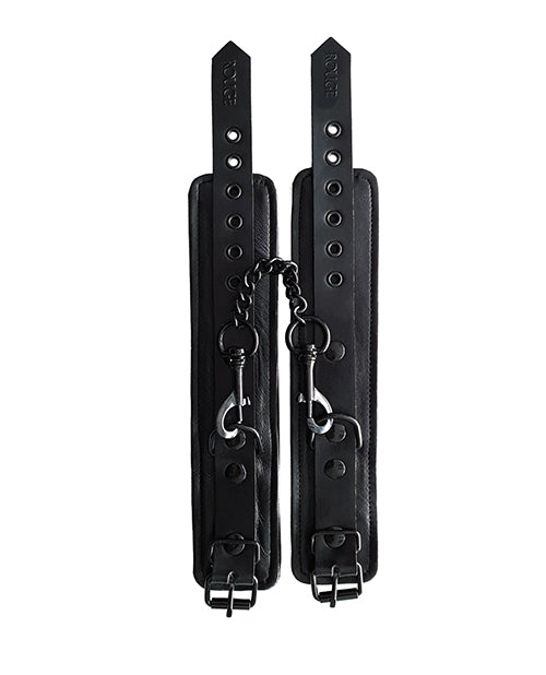 Ladda bilden i Galleri Viewer, Rouge Leather Ankle Cuffs - Black with Black