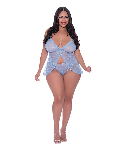 Lataa kuva gallerian katseluohjelmaan, Ooh La Lace Babydoll & Split Crotch Panty Periwinkle QN