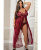 Carica l'immagine nel visualizzatore Galleria, Empire Waist Laced Sheer Long Dress & Panty Mulled Wine QN