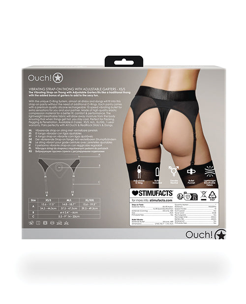 Load image into Gallery viewer, Shots Ouch Vibrating Strap On Thong w/Adjustable Garters - Black XS/S