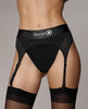 Load image into Gallery viewer, Shots Ouch Vibrating Strap On Thong w/Adjustable Garters - Black XS/S