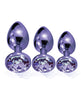 Load image into Gallery viewer, Nixie Metal Butt Plug Trainer Set w/Inlaid Jewel - Purple Metallic