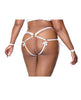 Carica l'immagine nel visualizzatore Galleria, Satin Ribbon w/Elastic Harness & Cuffs Set - White/Gold QN