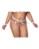 Carica l'immagine nel visualizzatore Galleria, Satin Ribbon w/Elastic Harness & Cuffs Set - White/Gold QN