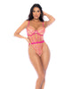 Φόρτωση εικόνας στο πρόγραμμα προβολής Gallery, Scallop Lace and Mesh Underwire Teddy - Pink XL