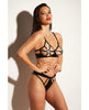 Bild in den Galerie-Viewer laden, FETISH Dominant Open Cup Caged Bra w/Grommet Tape Strapping & Panty Black XL