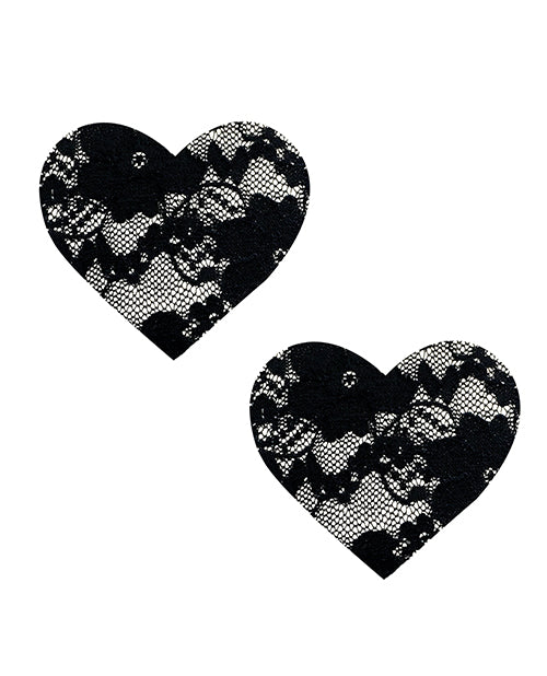 Încărcați imaginea în vizualizatorul Galerie, Neva Nude Lace Heart Pasties - Black O/S