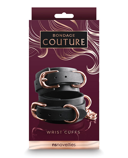 Carica l'immagine nel visualizzatore Galleria, Bondage Couture Wrist Cuffs Black Nickel Free Hardware All Synthetic Materials