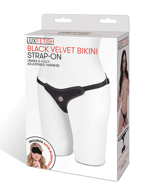 Charger l'image dans la visionneuse de la galerie, Lux Fetish Velvet Bikini Strap On - Black