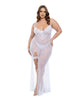 Încărcați imaginea în vizualizatorul Galerie, Livia Dot Mesh & Lace Underwire Gown & Garter 2 pc Set - White 1X/2X