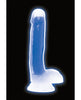 Lataa kuva gallerian katseluohjelmaan, Curve Toys Lollicock 7" Glow In The Dark Silicone Dildo w/Balls - Blue