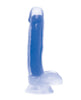Lataa kuva gallerian katseluohjelmaan, Curve Toys Lollicock 7" Glow In The Dark Silicone Dildo w/Balls - Blue