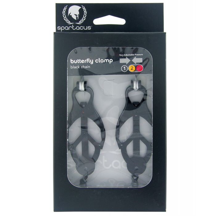 Load image into Gallery viewer, Spartacus Black Butterfly Style Nipple Clamps w/Chain
