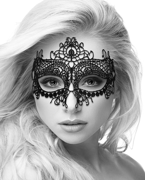 Lataa kuva gallerian katseluohjelmaan, Shots Ouch Black & White Lace Eye Mask - Queen Black