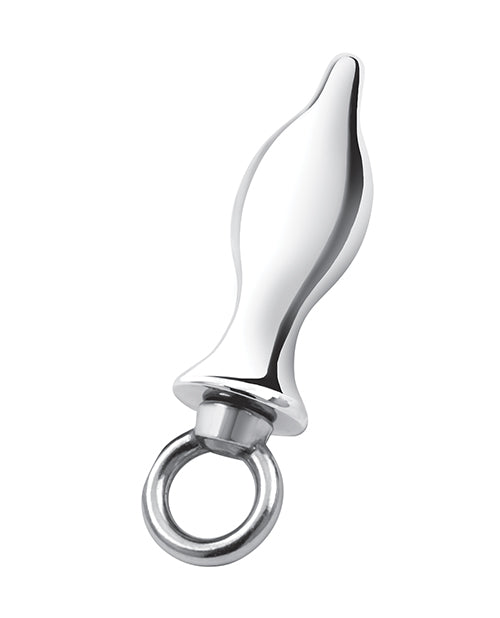 Încărcați imaginea în vizualizatorul Galerie, Blue Line 2.5" Stainless Steel Metal Tapered Butt Plug With Loop Hardware