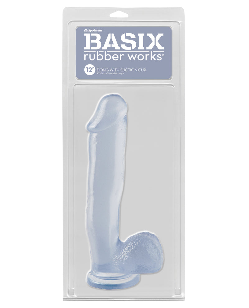 Cargue la imagen en el visor de la galería, Basix Rubber Works Dong de 12" con ventosa - Transparente