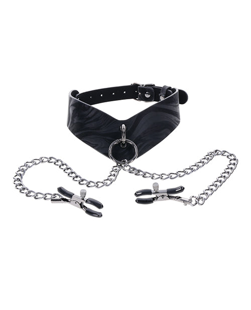 Load image into Gallery viewer, Sportsheets Velvet Noir Collar & Removable Clamps - Black