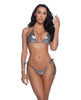 Cargue la imagen en el visor de la galería, Iridescent Snake Print Triangle Top w/Thong 2 pc Set - Black/Silver O/S