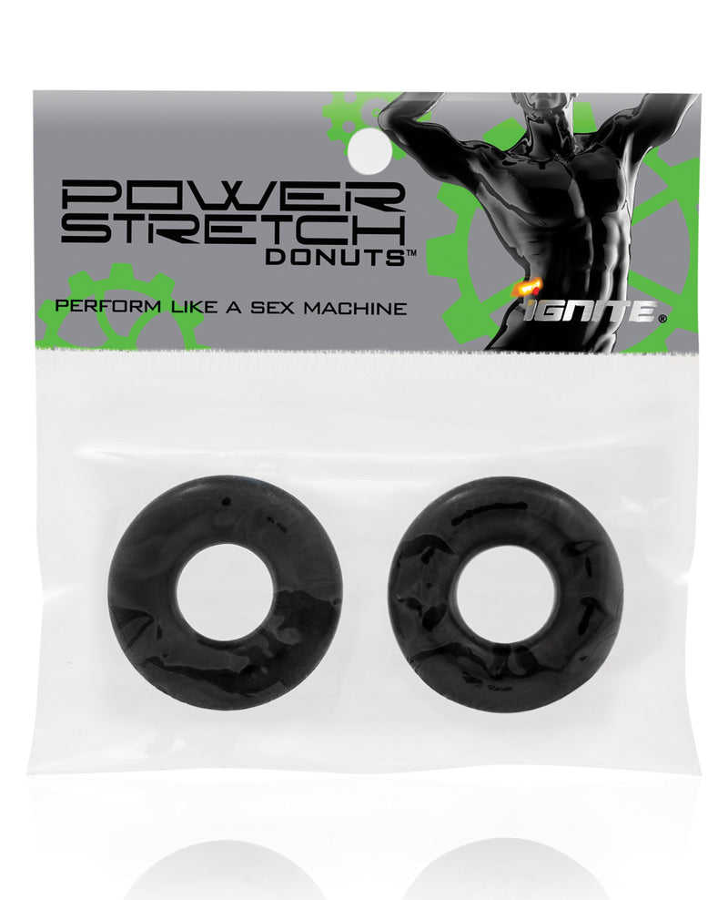 Încărcați imaginea în vizualizatorul Galerie, Inel pentru penis Ignite Power Stretch Donut - Negru Pachet de 2