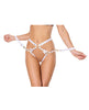 Afbeelding laden in Galerijviewer, Satin Ribbon w/Elastic Harness & Cuffs Set - White/Gold O/S