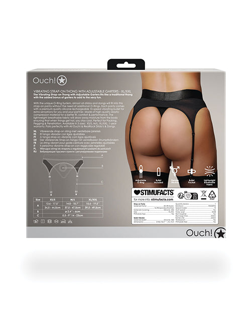 Bild in den Galerie-Viewer laden, Shots Ouch Vibrating Strap On Thong w/Adjustable Garters - Black XL/XXL