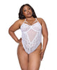 Load image into Gallery viewer, Floral Scallop Stretch Lace & Mesh Teddy - White 1X/2X