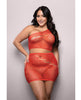 Lataa kuva gallerian katseluohjelmaan, Vixen Set The Tone Rhinestone Knit One Shoulder Top w/Skirt 2 pc Set - Red QN