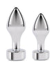 Indlæs billede i gallerifremviser, Gemsations 2 pc 3.25" & 3.7" Tapered Bling Bling Metal Butt Plug Training Set - Silver
