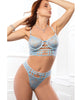 Load image into Gallery viewer, Strappy Floral Lace Bra w/French Cut Panty 2 pc Set - Blue Flower O/S