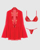 Cargue la imagen en el visor de la galería, Dragon Sheer Mesh Robe w/Satin Triangle Top & G-String 3 pc Set - Red SM