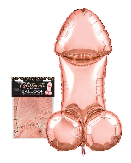 Load image into Gallery viewer, Glitterati Rose Gold Penis 3ft Mylar Balloon For Bachelorette