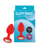 Afbeelding laden in Galerijviewer, Luv Inc Jeweled Silicone Butt Plug With Three Stones Small Red