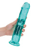Cargue la imagen en el visor de la galería, Shots RealRock Realista Cristal Claro Consolador Recto de 10" - Turquesa