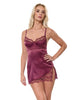 Carica l'immagine nel visualizzatore Galleria, Scallop Lace Trimmed Stretch Satin Chemise w/Underwire Cups - Mauve Plum LG