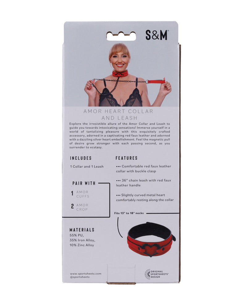 Φόρτωση εικόνας στο πρόγραμμα προβολής Gallery, Sex And Mischief Amor Collar And Leash In Red Vegan Leather With Silver Heart