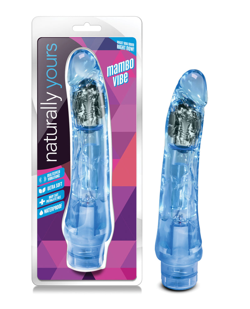 Cargue la imagen en el visor de la galería, Blush Naturally Yours Mambo Vibe Blue 9 Inch Vibrator with Adjustable Speeds